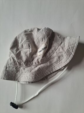 Caribou Kids 100% Linen Bucket Hat Made in Québec Beige Sun Hat Size M